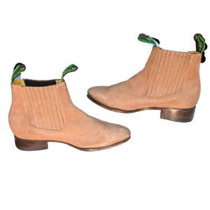 La Barca Nubuck Leather Ankle Boots Pull On Tan sz 27/10